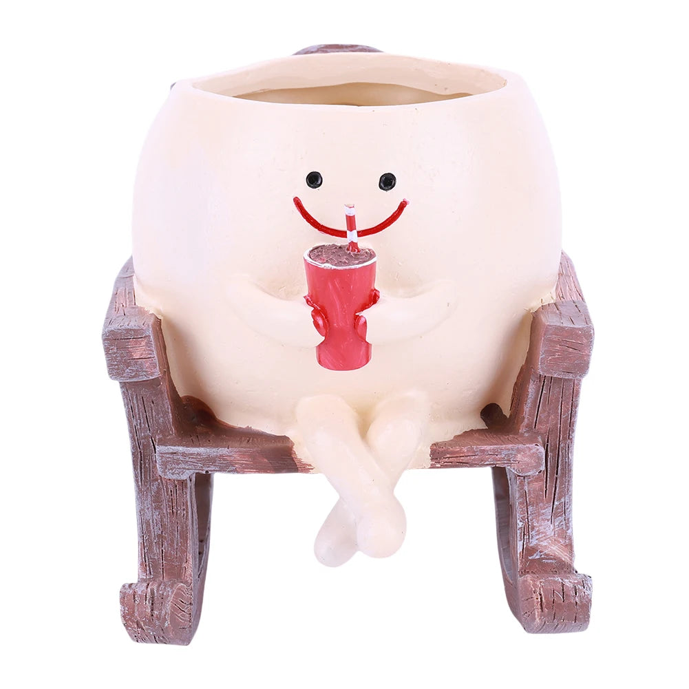Chair/Swing Smile Face Planter Resin Hanging Cute Head Planters Creative Wall Hanging Head Planter Home Garden Patio Accessories