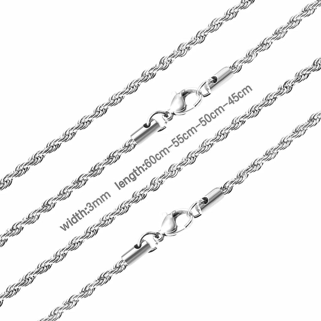 LUXUSTEEL 2/3/4/5mm Rope Chain Necklace Stainless Steel For Women Men Never Fade Waterproof Twist Choker Silver Tone Gold Color