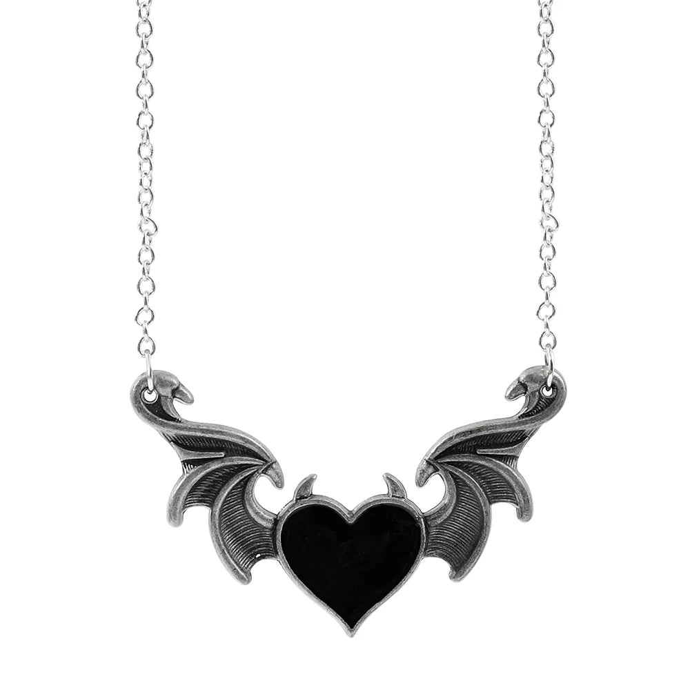 Trendy Creative Devil Heart Heart Demon Wing Pendant Necklace Jewelry Collares Gargantilla Mujer