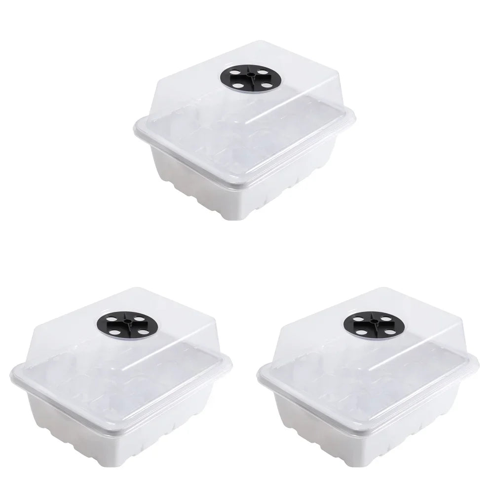 1-5PCS Planting Seed Cover Nursery Tray Box 12 Holes Plant Seedling Germination Planting Pot Mini Greenhouse Plant Starter Tray