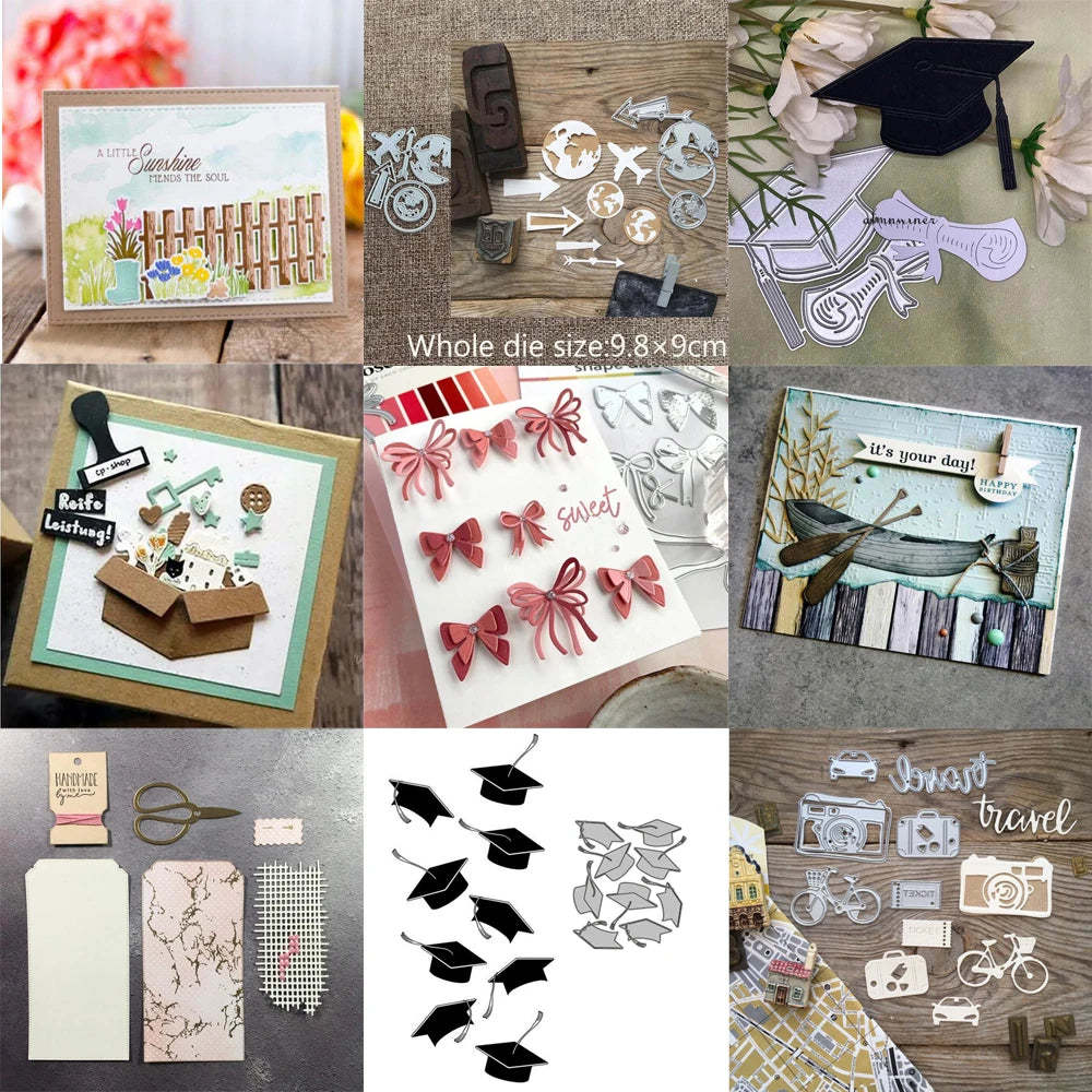 Graduation Hat Travel Bow Metal Cutting Dies for Scrapbooking Decoration Paper Craft Mould Blade Punch Embossing Stencils Template