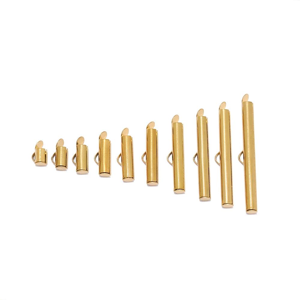 20pcs Stainless Steel Crimp End Caps Slider Clasp Buckles Tubes Connectors Findings for DIY Bracelet Jewelry Making Accessories