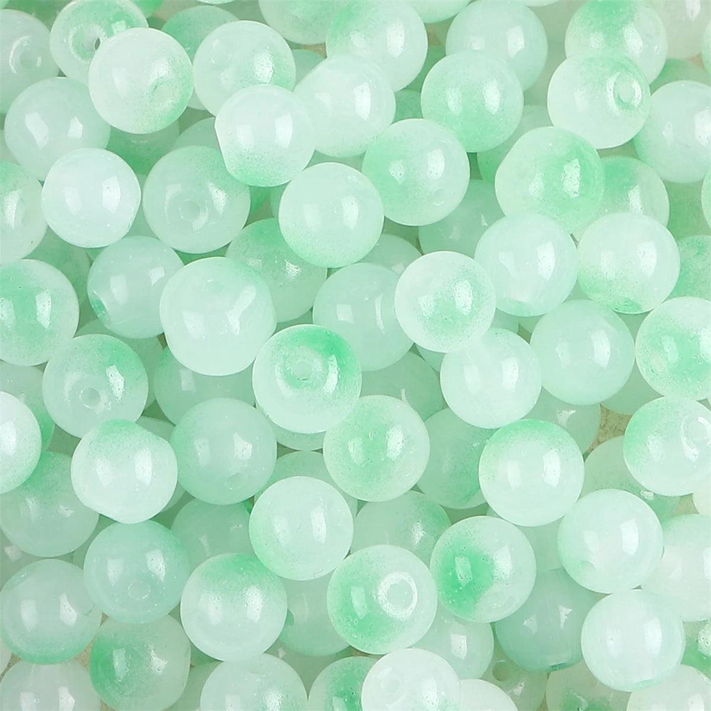 50pcs 8mm Glass Imitation Jade Bead Gradient Double Color Round Bead Handmade DIY Bracelet Necklace Jewelry Making Loose Bead Ma