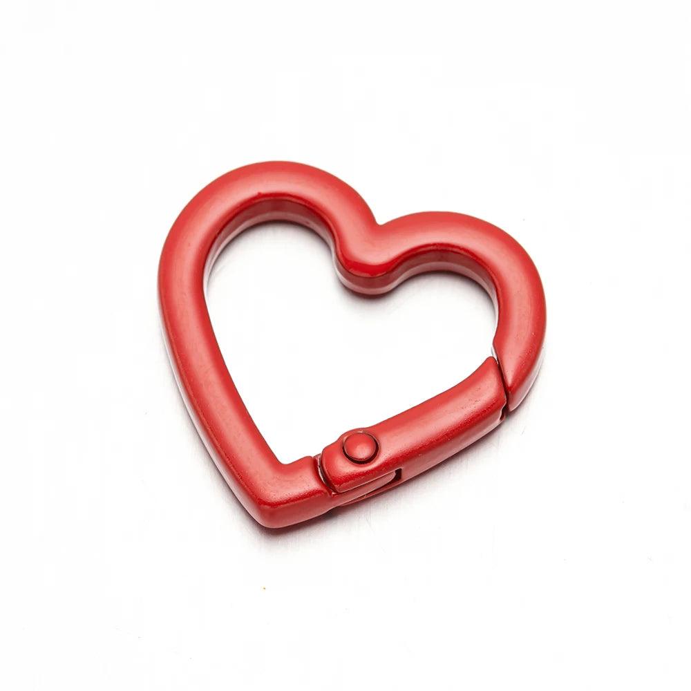 5pcs Heart Carabiner Trigger Snap Clip Spring Keyrings Buckle Hooks for Key Ring Keychains Bag Purse Handbag Craft Making Supply