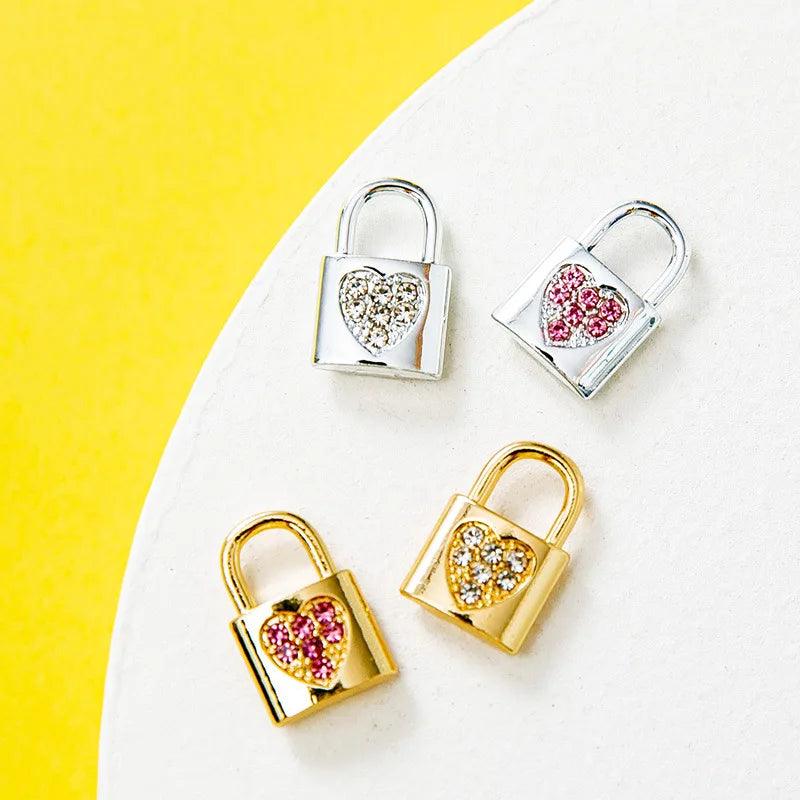 8pcsColorful diamond lock bracelet, clavicle chain, ankle chain, women's jewelry pendant, alloy electroplating small accessories