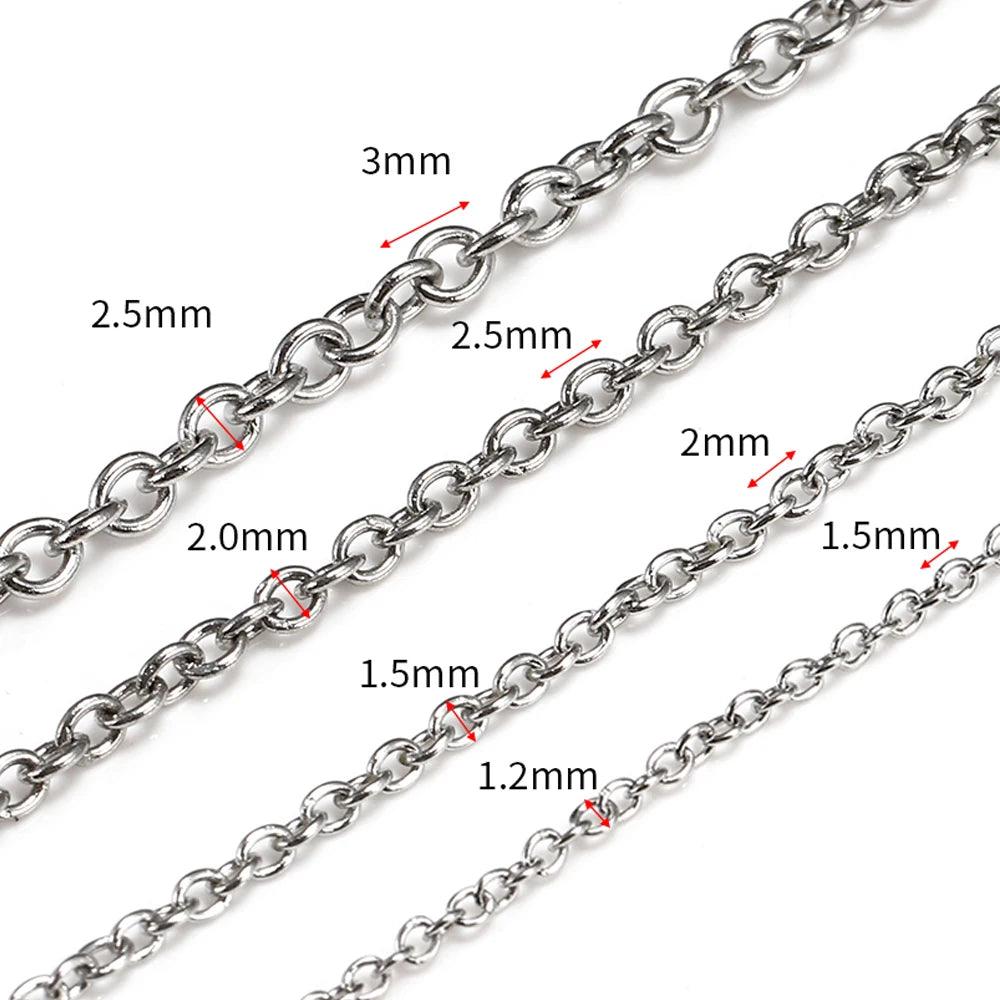 10Meters/roll Stainless Steel O Shape Link Cable Chains Round Cross Chain for Bracelet Necklace Jewelry Making DIY Silver Color