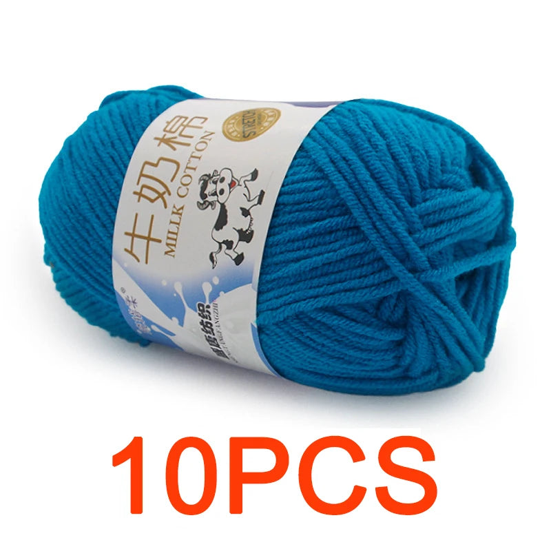 10 Pieces Milk Cotton Knitting Yarn Soft Warm Yarn for Hand Knitting and Crochet Projects