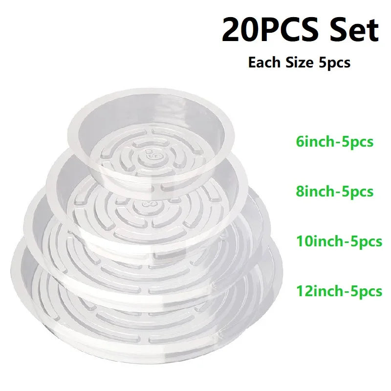 5/10/20pcs Transparent Plastic Plants Flower Pot Tray Kit Non-slip Round Flowerpot Trays for Indoor Outdoor Home Garden Supplies