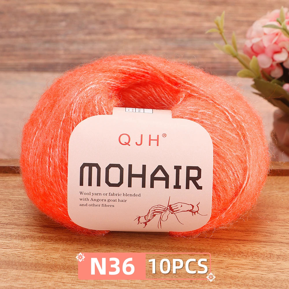 Soft Mohair Crochet Yarn Set 10 Pcs For DIY Knitting