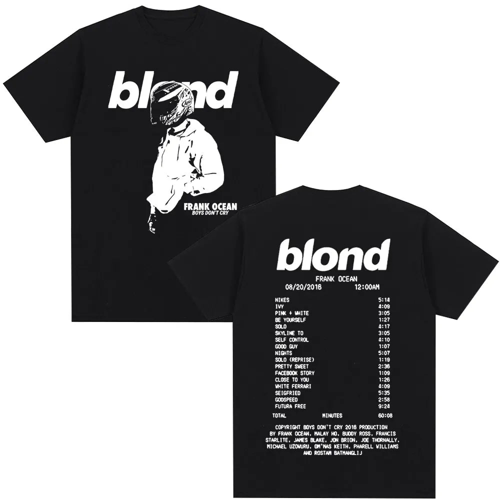 Rapper Frank Retro Graphic T Shirt for Men and Women Oversized Cotton Hip Hop Ocean Blond Album Fashion Tee
