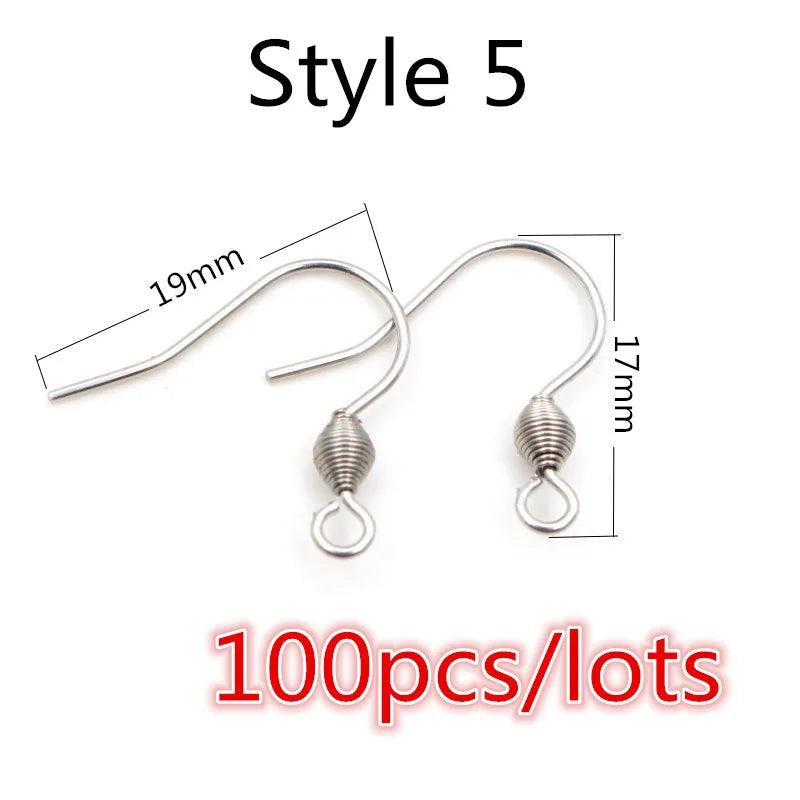 (Never Fade) High Quality 316 Stainless Steel DIY Earring Findings Clasps Hooks Jewelry Making Accessories Earwire