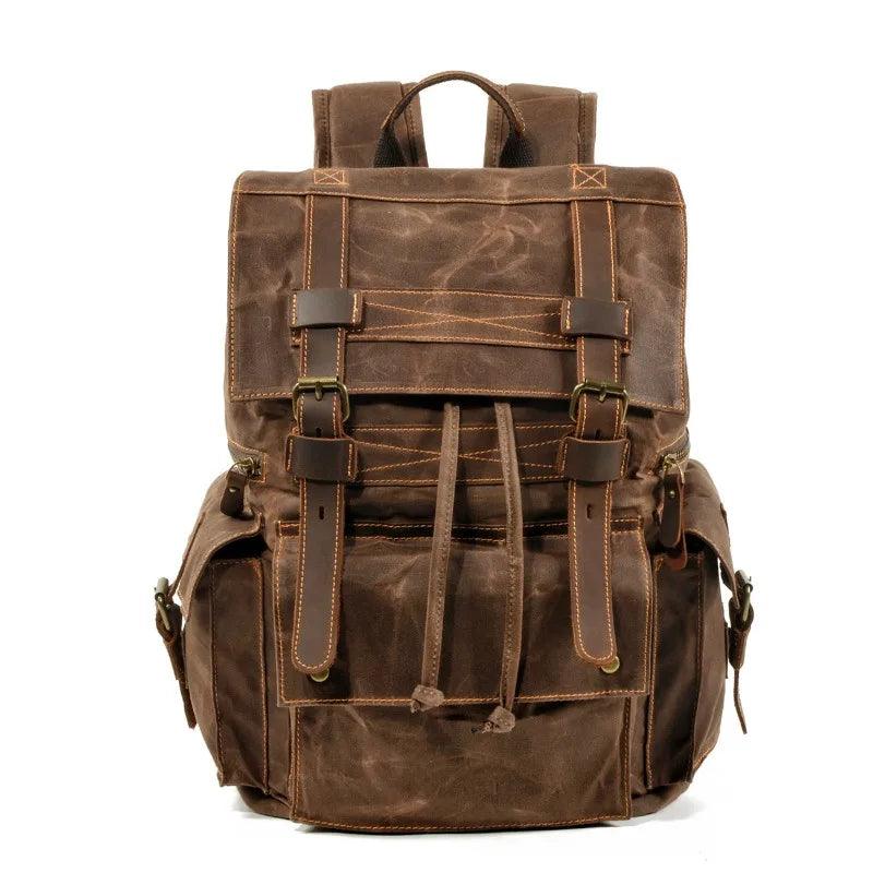 Retro Shoulder Bag Men's and Women's Beeswax Canvas Travel Computer Bag Outdoor Casual Crazy Horse Leather Hiking Bag