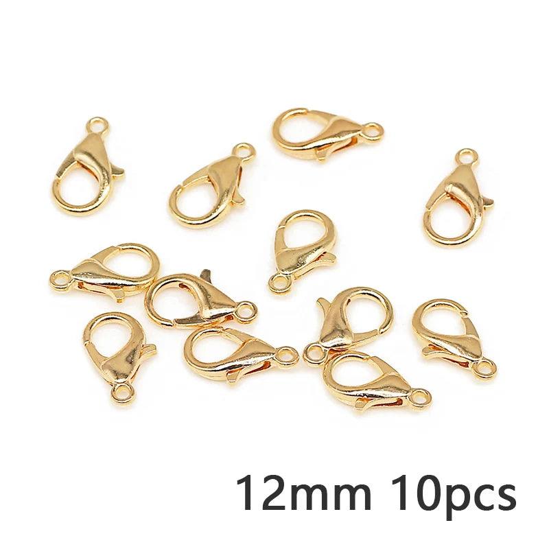 10pcs/lot 10-14mm Metal Lobster Clasps Jewelry Making Components DIY Bracelet Necklace Carabiner Findings Hooks Chain Closure