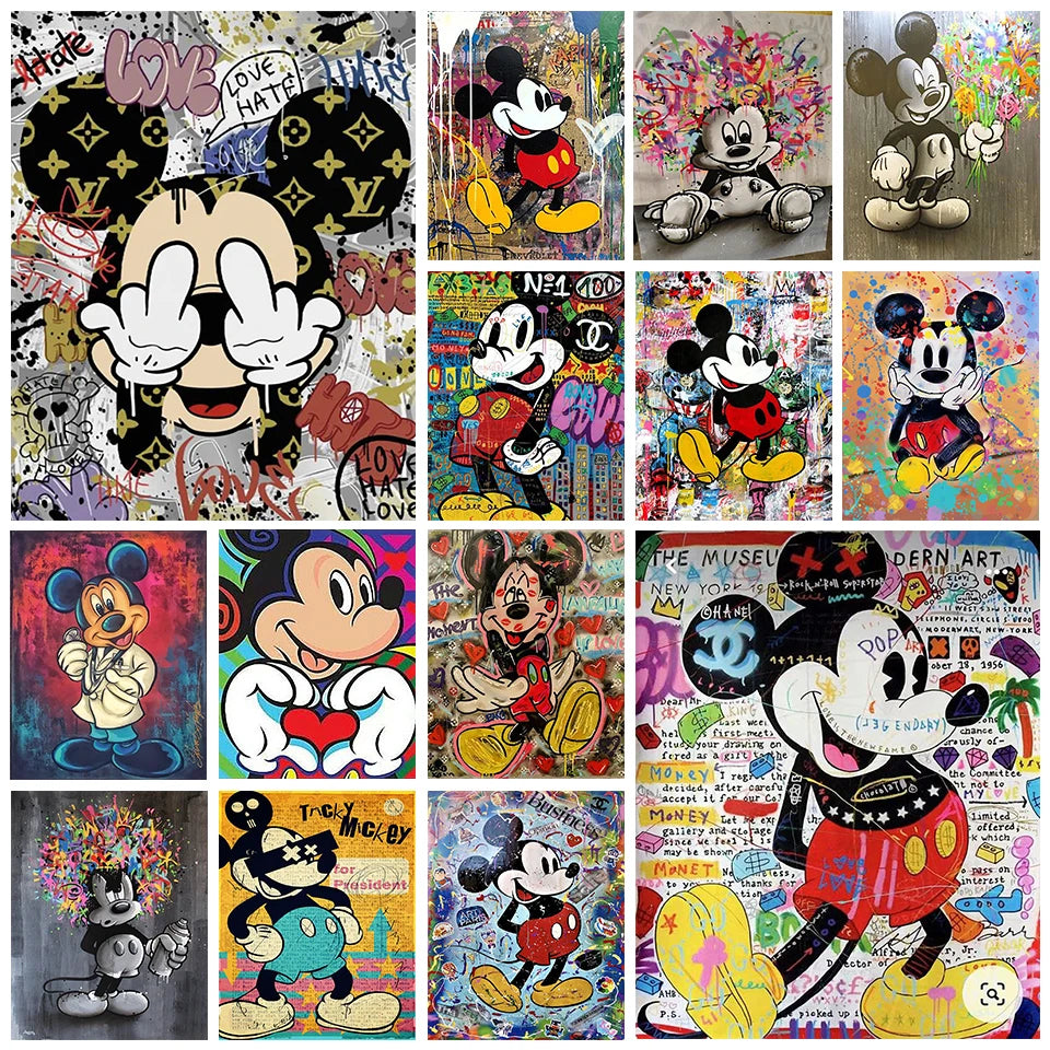 5D DIY Disney Color Mickey Diamond Painting Kit Tidal Graffiti Cross Embroidery Handmade Diamond Mosaic Art Gift