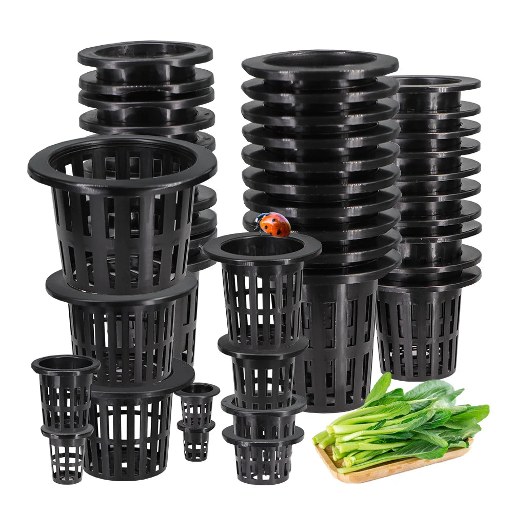 10PCS Greenhouse Black Plastic Slotted Mesh Cup Hydroponics Pot Bucket Basket Net Heavy Duty Container Aquaponics Orchids Planti