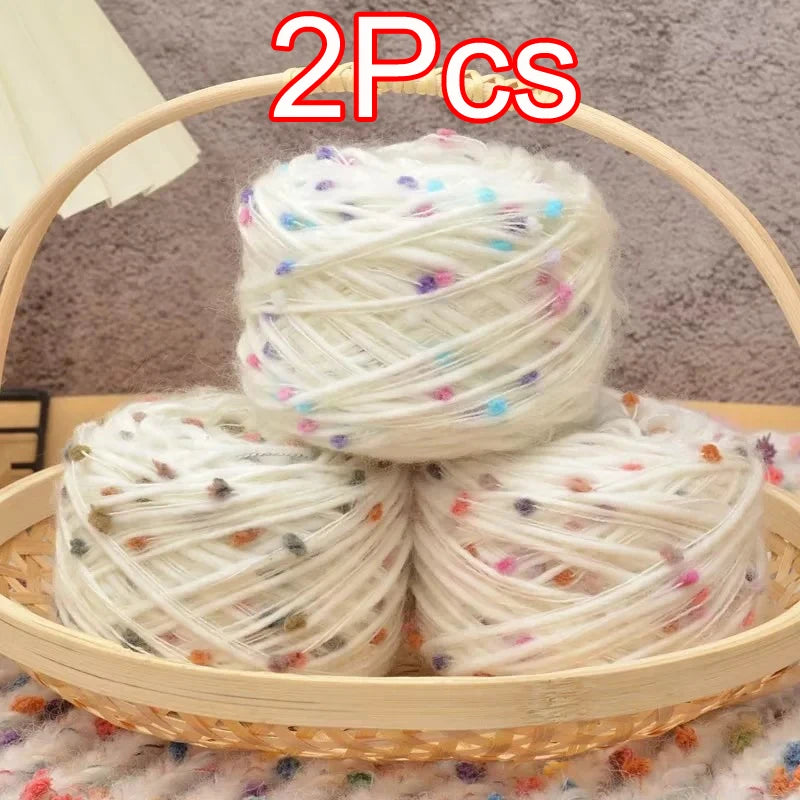 Two Piece Rainbow Mohair Yarn Cardigan Scarf Shawl