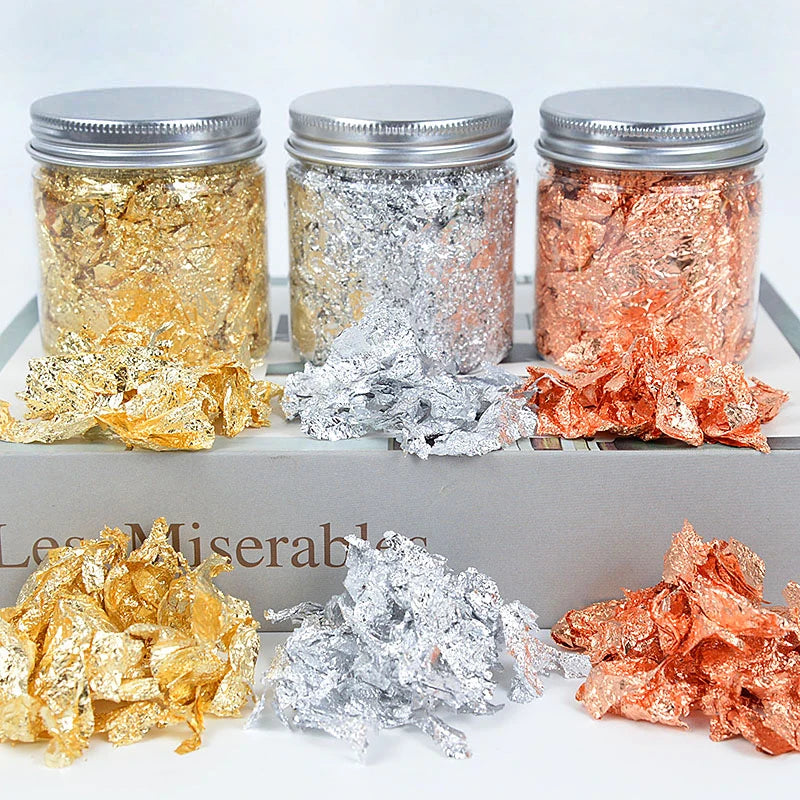 3g Imitation Gold Sliver Copper Foil Sequins Glitter Craft Leaf Flake Sheet Shiny Foil Paper For Gilding DIY Nail Art Decoration