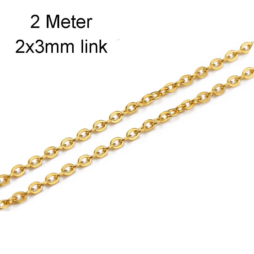 2 Meters Stainless Steel Chain 1 1.5 2mm Gold&Steel Color Chains for DIY Jewelry Making Necklace Bracelet Supplies