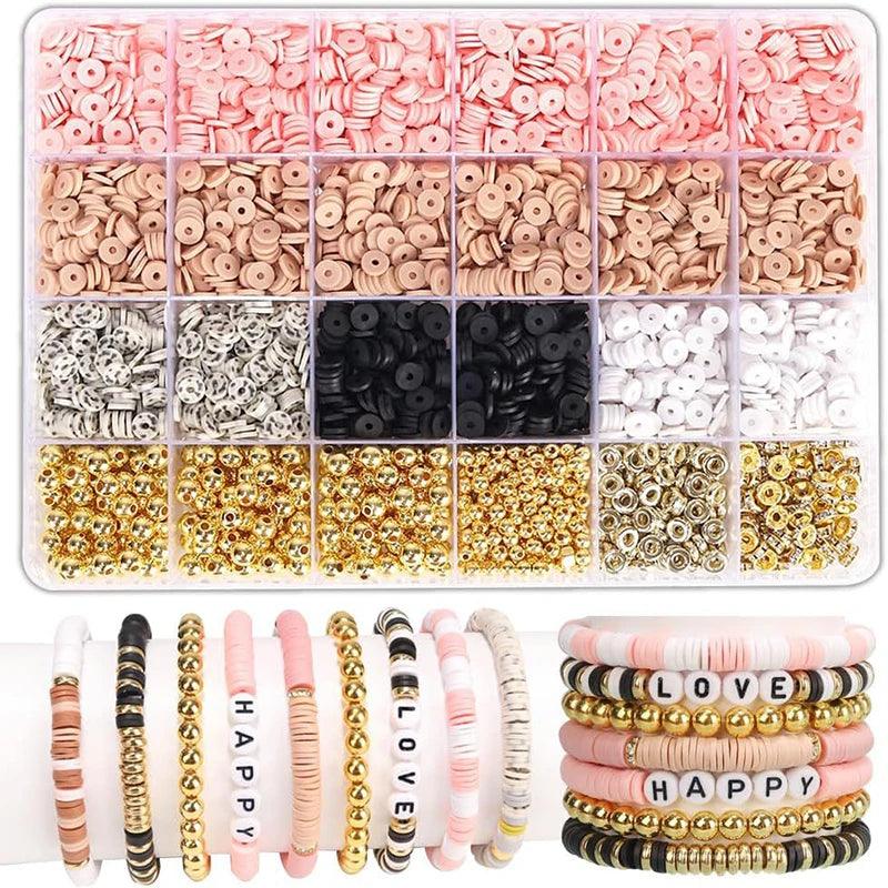 Style DIY Clay Beads Bracelet Making Kit Friendship Golden Letter Beads Kit for Jewelry Making Women Teen Girls Birthday Gift
