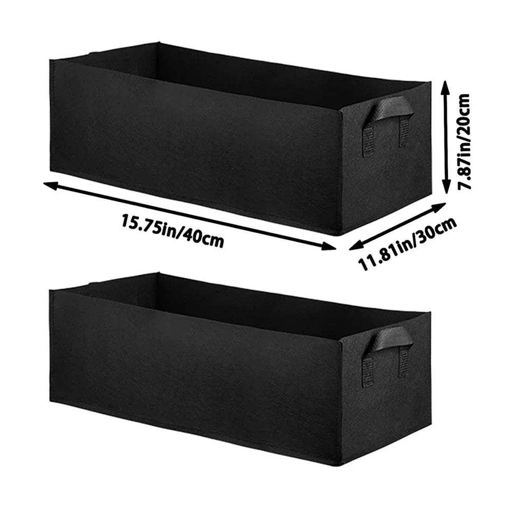 Multi-Sizes Reusable Felt Grow Bag Rectangle Garden Bed Planting Bag Flower Vegetable Nursery Pot Container Courtyard Decor