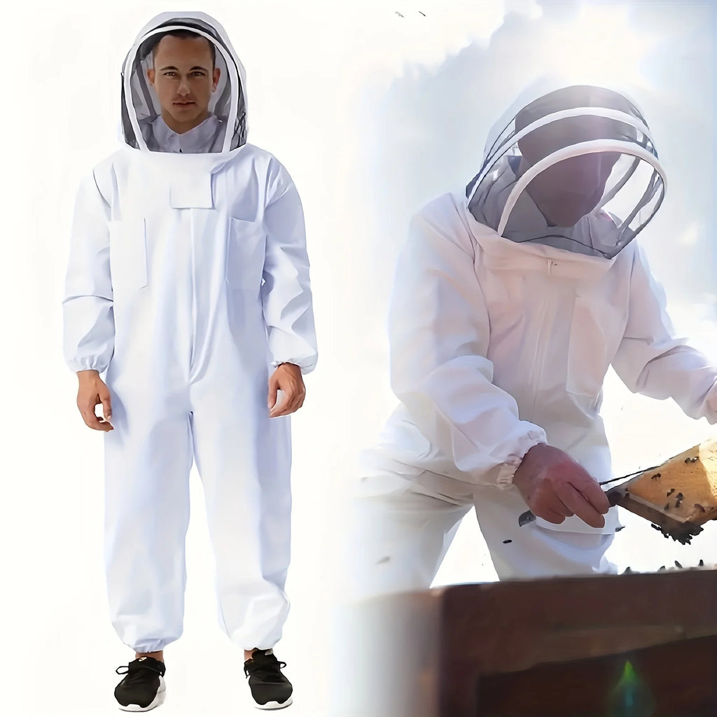 1Pc Beekeeper Suit Full Stay Safe and Protected Body Sting Proof Bee Suit with Ventilated Veil Hood Professional Beekeeping Suit