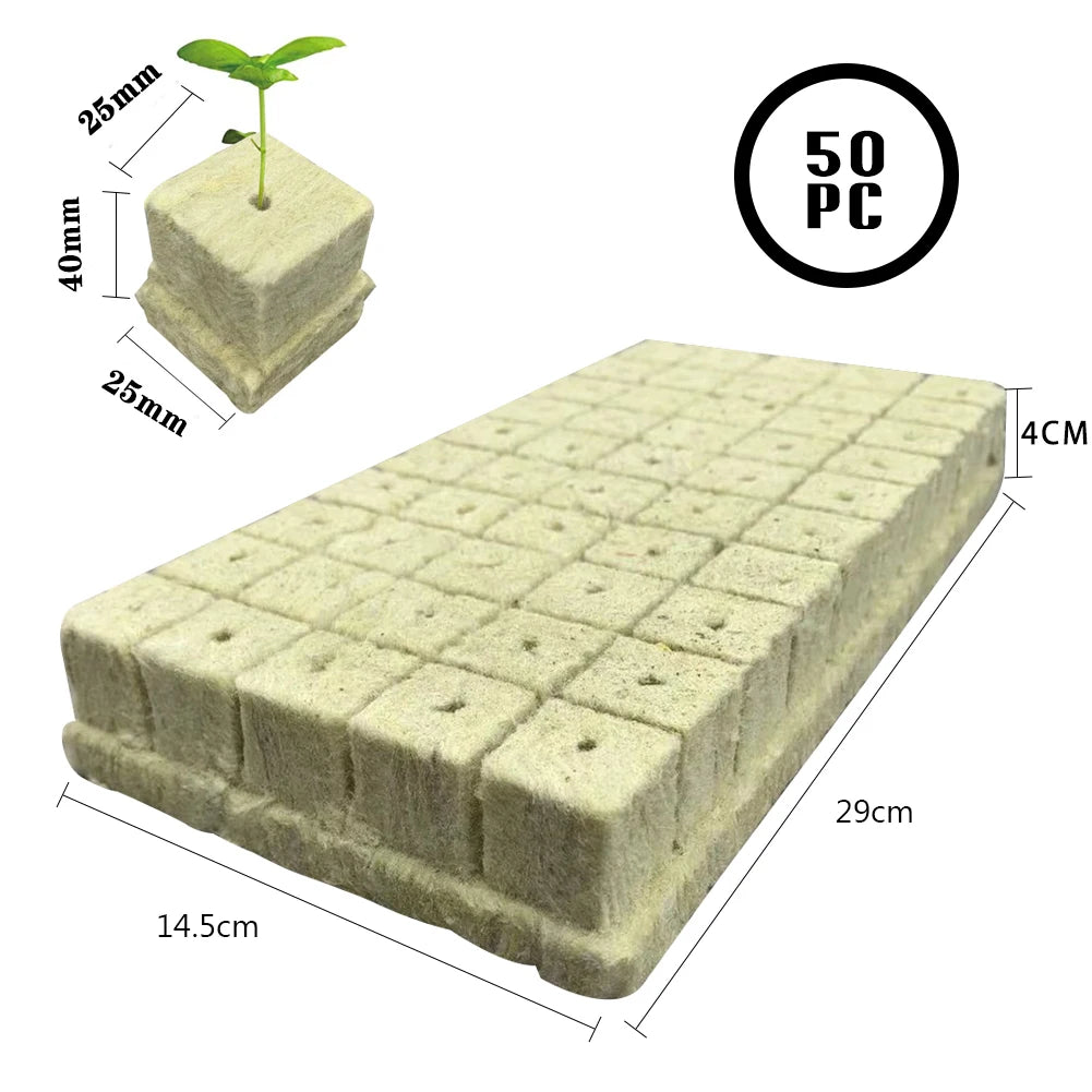 50pcs Plant Starter Grow Plug Cubes Hydroponic Grow Media Cubes Plant Cube Rock Wool Plug Soilless Substrate Seedling Block