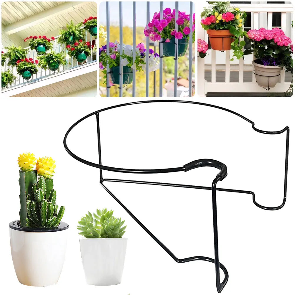 1/2Pcs Hanging Railing Planter Shelf Flower Pot Bracket Rustproof Flower Pot Stand Heavy Duty Decorative for Balcony Garden