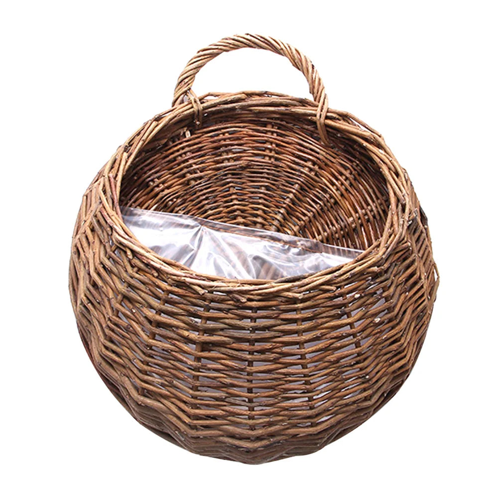 Wall Mount Rattan Basket Handmade Wicker Flower Pot Hanging Woven Vase Baskets Cachepot For Garden Balcony Home Decor