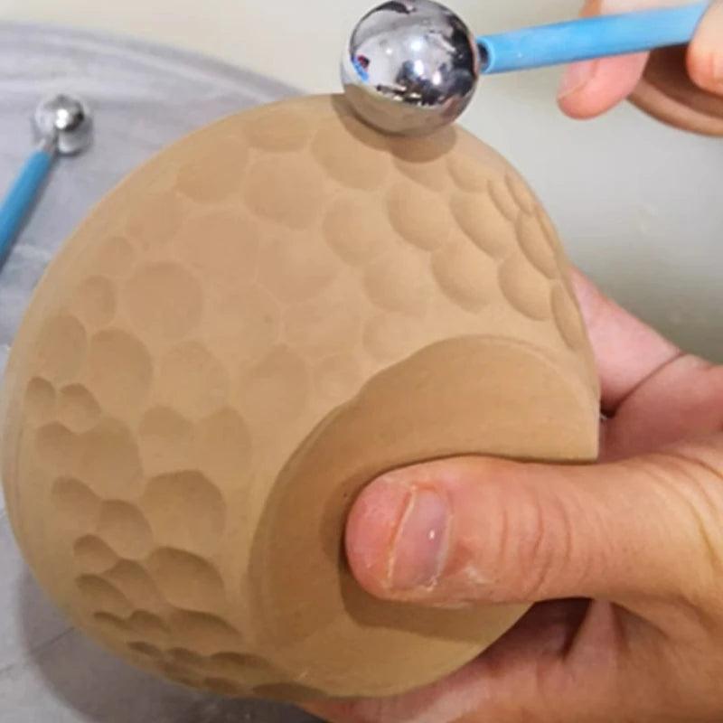 4-piece 8-headSoft Pottery Stainless Steel Indentation Pen Ball Rod Steel Ball Pen Clay DIY Handmade Ceramic Tools