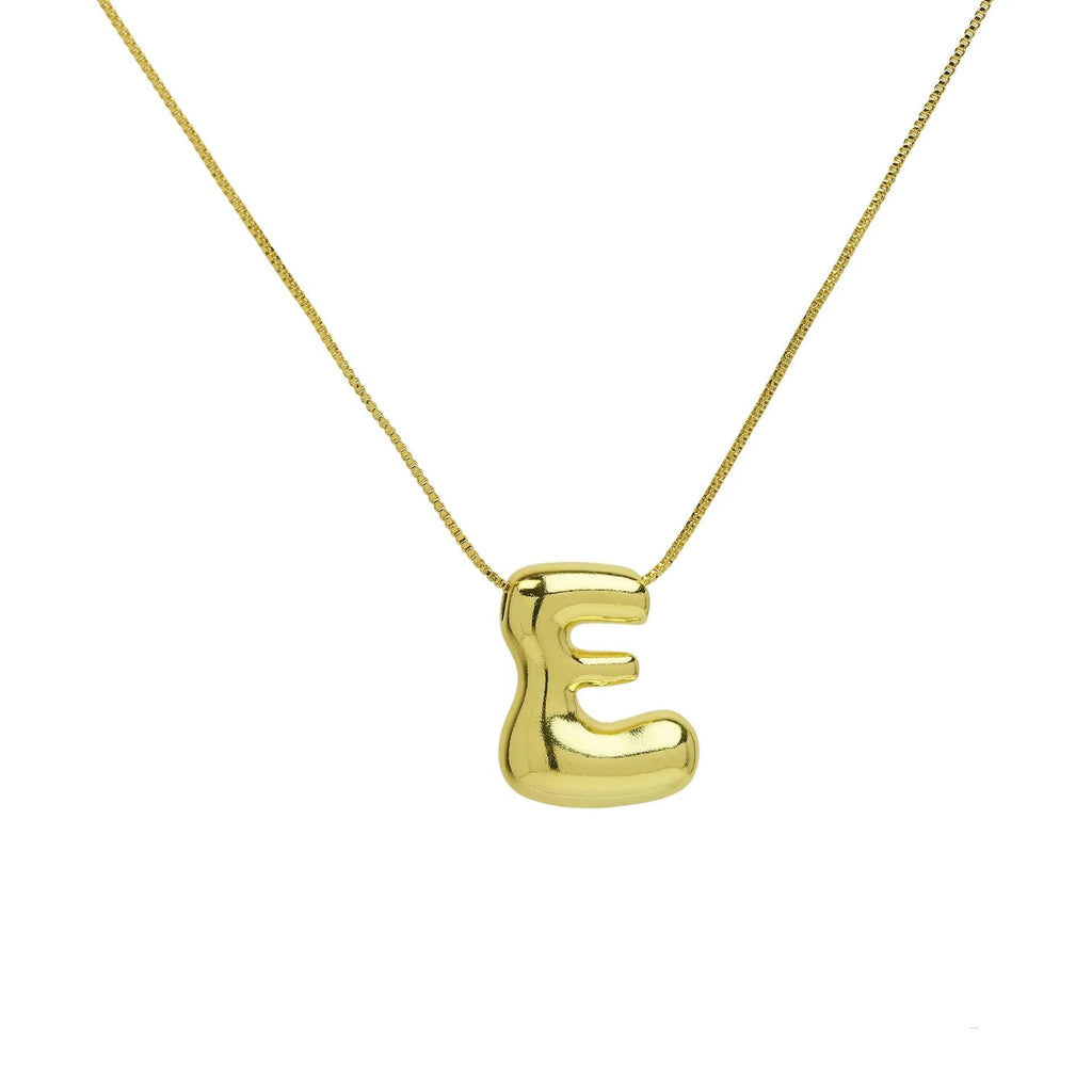 Trendy Gold Plated 18K Chunky Balloon Bubble Initial Letters Pendant Stainless Steel Choker Necklaces for Women Customized Chain