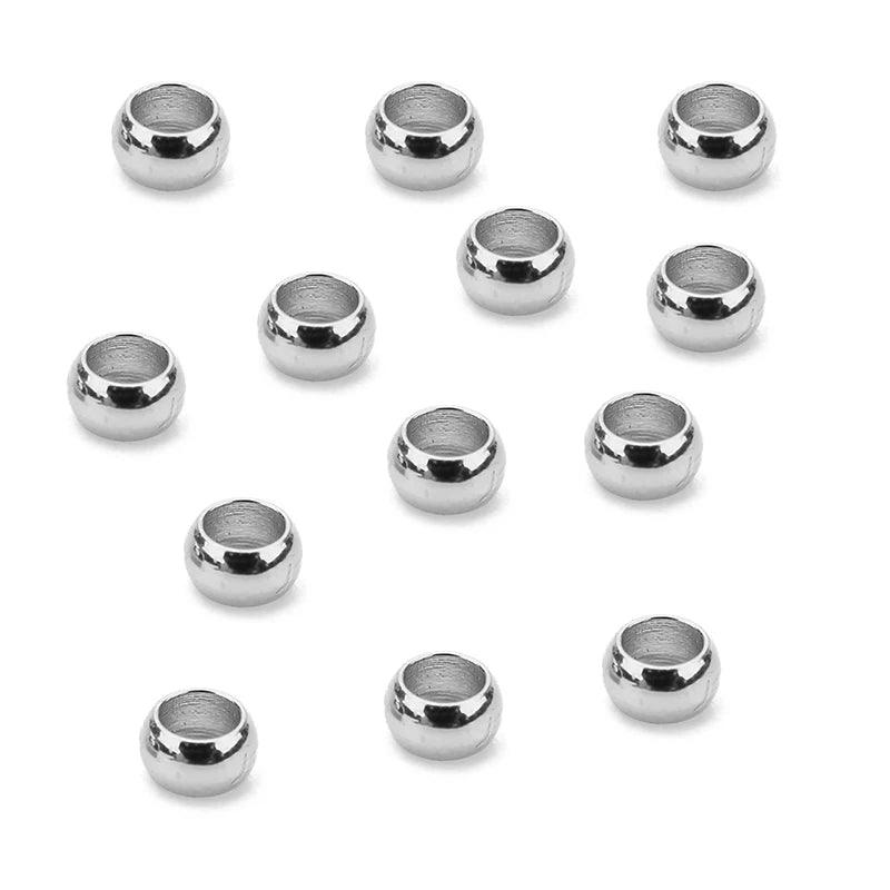 100pcs 2 2.5 3mm Stainless Steel End Crimp Beads Covers Round Spacer Stopper Beads For Bracelet Necklace Supplies Jewelry Making