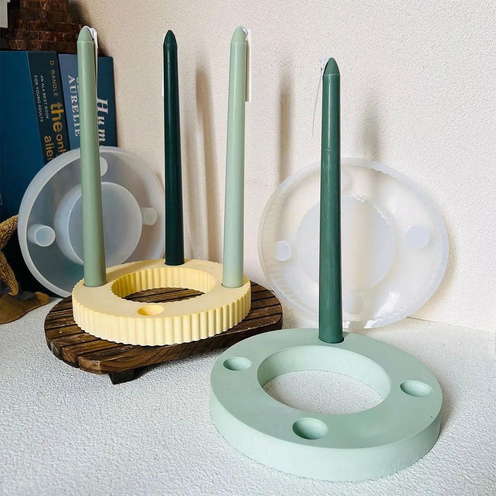 1pc Four-hole Candle Holder Silicone Mold Cement Candlestick Concrete Mold Star Heart-shaped Candle Holders Epoxy Resin Mold