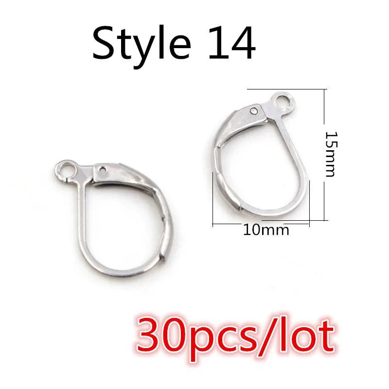 (Never Fade) High Quality 316 Stainless Steel DIY Earring Findings Clasps Hooks Jewelry Making Accessories Earwire