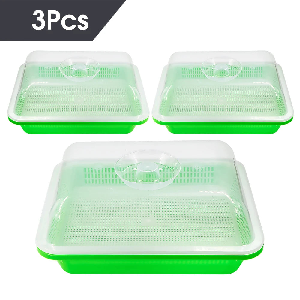 1/3/5 pcs Green Seedling Tray Germination Box Humidity Transparent Cover Greenhouse Indoor Garden Potted Seedlings Growth Tool