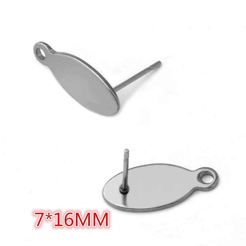 20pcs 316 Stainless Steel Geometric Polygonal Earring Stud Hooks Posts Connector For DIY Jewelry Making Supplies