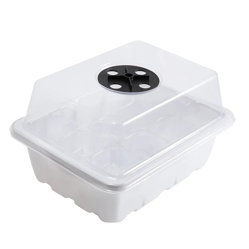 1-5PCS Planting Seed Cover Nursery Tray Box 12 Holes Plant Seedling Germination Planting Pot Mini Greenhouse Plant Starter Tray