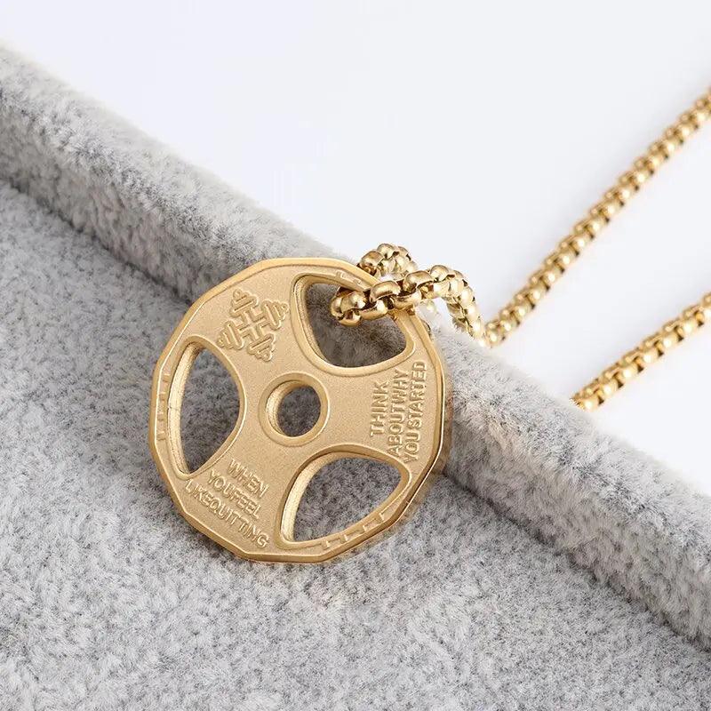 Stainless Steel Weightlifting Dumbbell Pendant Muscle Man Fitness Bodybuilding Barbell Necklace Women Gym Sports Jewelry
