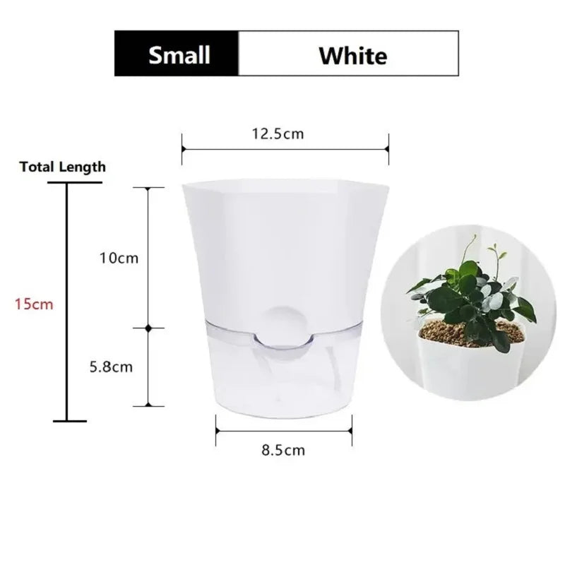Transparent Plastic Self Watering Flowerpot Cotton Rope Automatic Suction Planter for Desk Garden Lazy Self-Absorbing Plants Pot