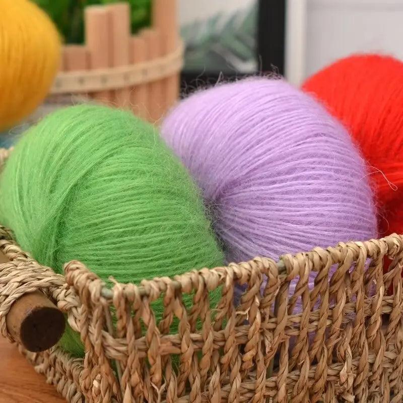 150g 6 pieces/pack of mohair hand woven DIY material package hollowed out sweater, shawl, scarf thread long mohair yarn ball