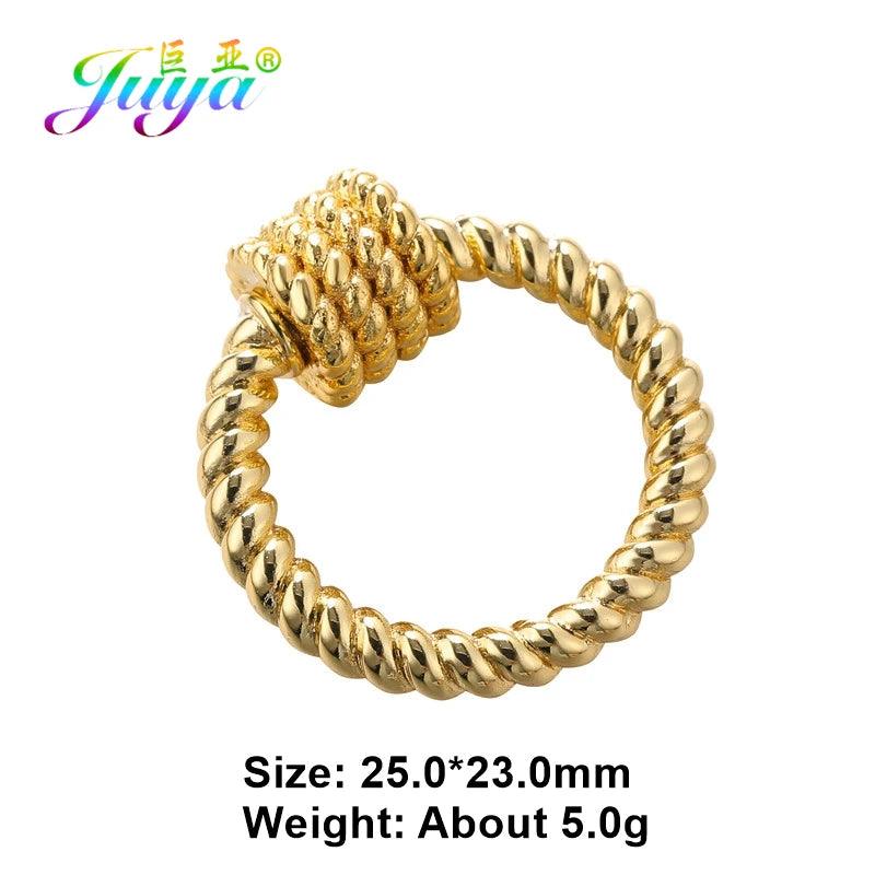 Juya 18K Real Gold Plated Decoration Oval Round Carabiner Lobster Clasp Accessories For DIY Luxury Handicraft Jewelry Making