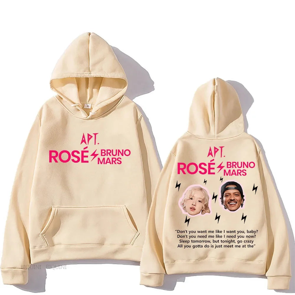 ROSÉ & Bruno Mars APT Hooded Sweatwear Couple Fleece Hooded Sweatshirt Funko Pop Hip Hop Clothes Moletom Fashion Punk Pullovers