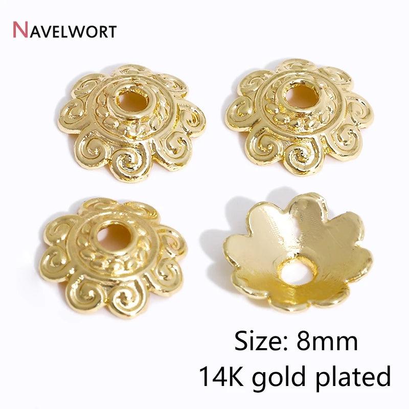 14K/18K Gold Plated Brass Bead Caps,Caps For Beads,Flower Bead Caps For Jewelry Making,Caps For Bracelet,Accessories For Jewelry