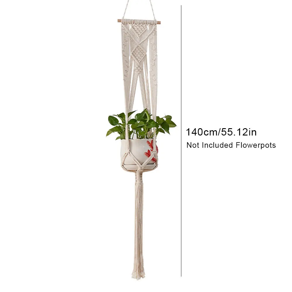 Gardening Green Plant Hanging Basket Cotton Rope Hanger Flower Pot Handmade Macrame Pots Pocket Wall Boho Courtyard Home Decor