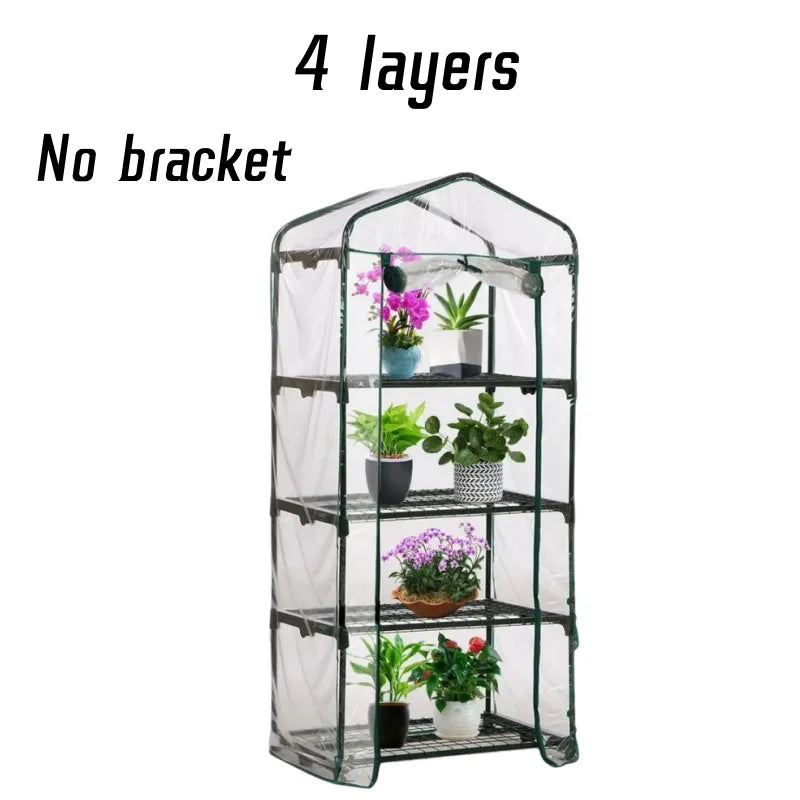 2-5 Tier Walk-in Greenhouse Replacement Cover Flowers Plants Warm for Outdoor Indoor PVC Greenhouse Cover with Zipper - No Shelf