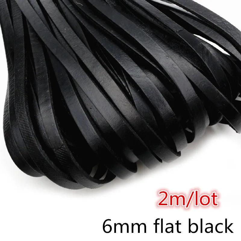 2-5m/lot 1-8mm Genuine Cow Leather Round/Flat Strand Thong Cord DIY Bracelet Findings Rope String For Jewelry Making Accessories