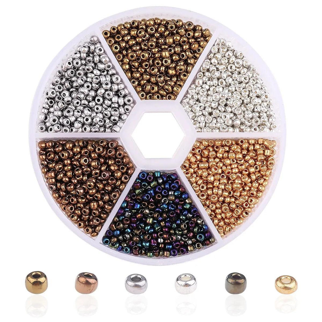 3900pcs Glass Rice Beads 6 Grid Set Box Loose Beads Handmade Bead String Material Pack DIY Bracelet Necklace Jewelry Accessories