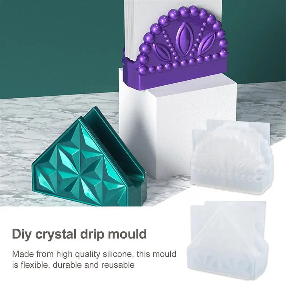 Napkin Holder Resin Mold Semicircle Shaped Tissue Dispenser Bookends Silicone Molds For Dining Kitchen DIY Display Decor Cr F8G8