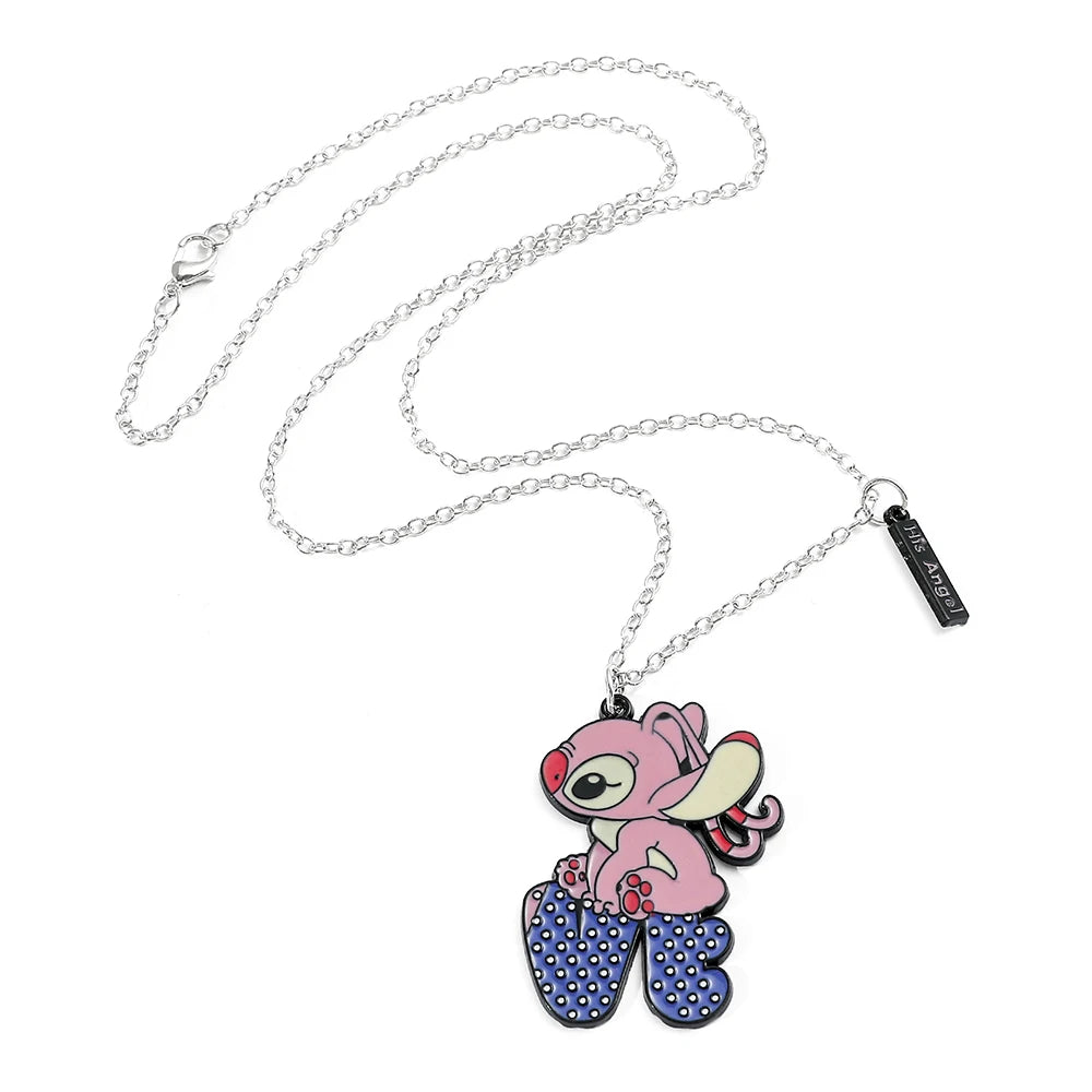 Disney Lilo & Stitch Necklace Stitch LO Angel VE Neck Chain Collar for Couple Lovers Jewelry Accessories Gifts