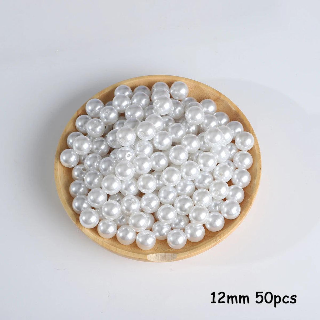 3-20mm 10-1000pcs straight hole ABS imitation pearl beige white bracelet with round beads for DIY craft jewelry making products