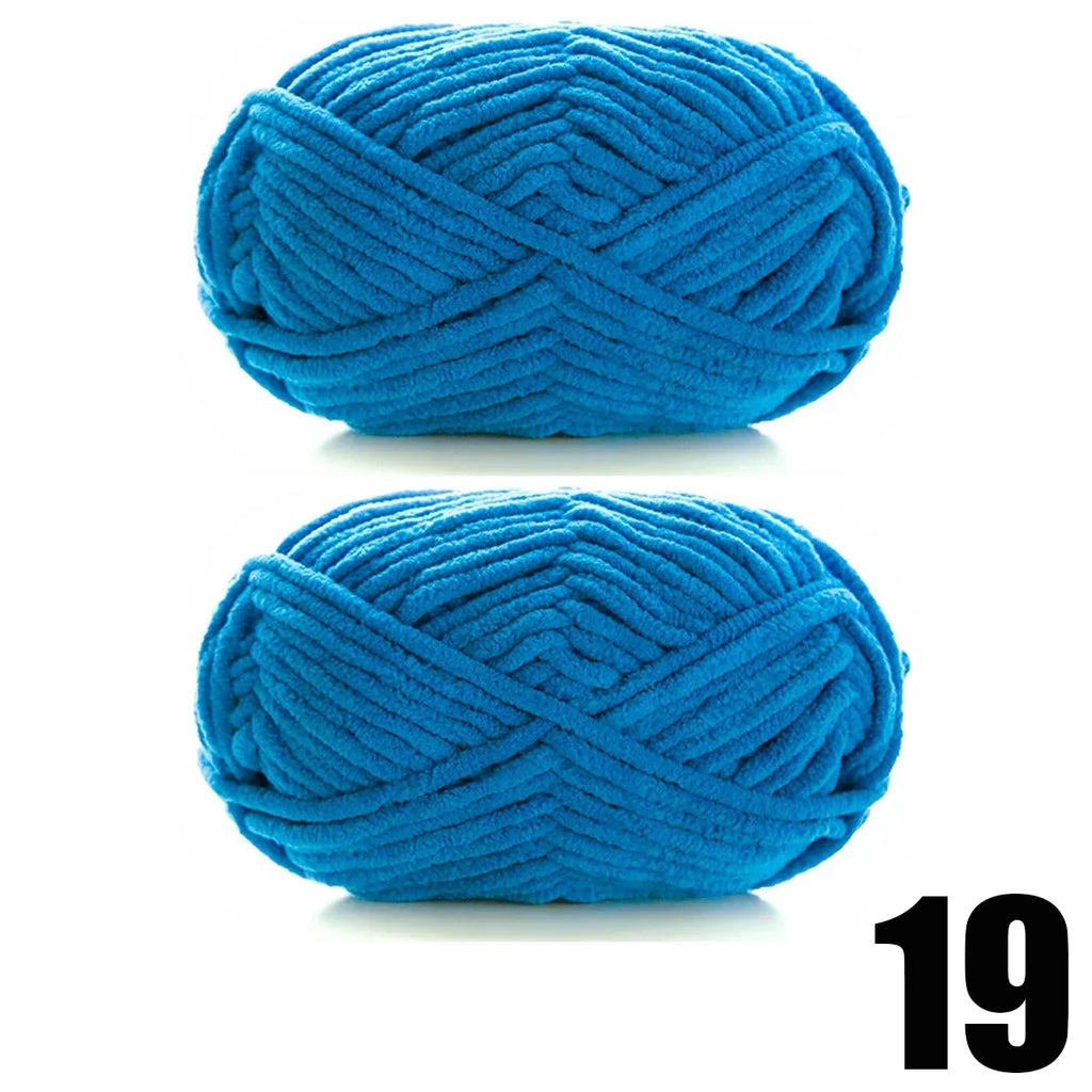 Thick Velvet Yarn 2pcs 50g Soft Chenille Knitting Yarn for DIY Scarves and Hats